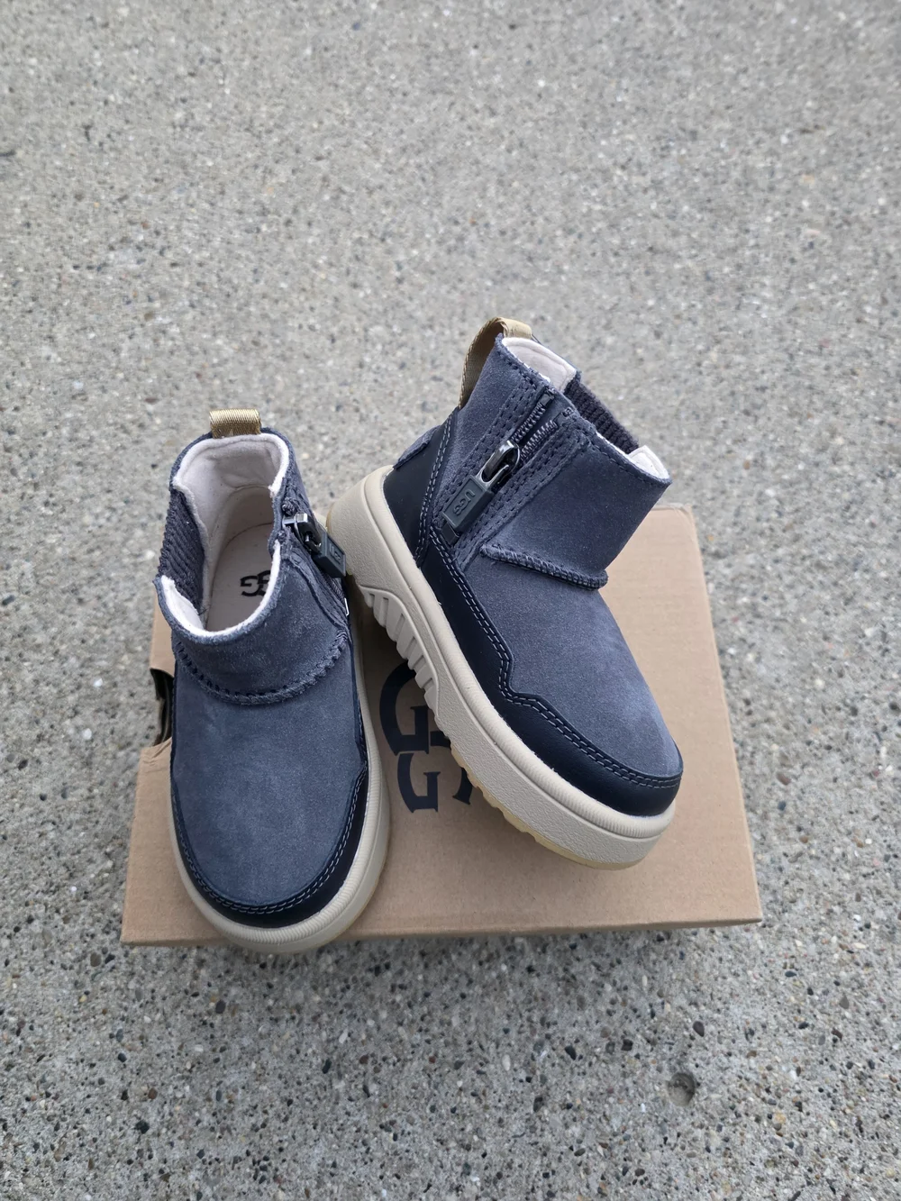 UGG Kids Grey Suede Ankle Boots - Casual Slip-On Toddler Boys 6K